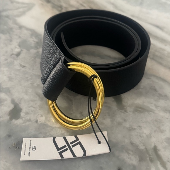B low the belt Leather Belt with Gold Buckle-small - Picture 1 of 3